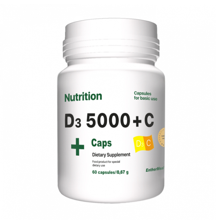 Вітамін Д3 та вітамін С AB PRO EntherMeal D3 5000 МО + С + Caps, 60 капсул